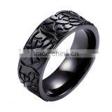 Engravable Tree of Life CZ Black Titanium Ring Black Zirconium Wedding Band thumbnail-2