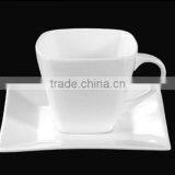 Two Tone Color Unique Cups With Dishes Set thumbnail-1