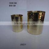 Hammered Finish Solid Brass Candle Holder With Mirror Polish thumbnail-1