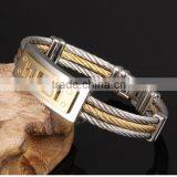 Three Layers Man Bangles Punk Style Silver/Gold Color Stainless Steel The Great Wall Design Men Friendship Jewelry thumbnail-5
