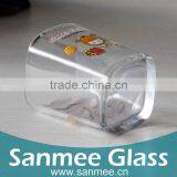 218ml Square Glass Water Cup With Printing Design And Good Quality thumbnail-2