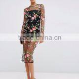 Lace Floral Mesh With Appliqued Dress With Bodysuit thumbnail-4