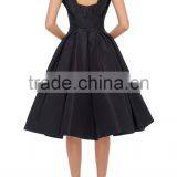 Elegant V-neckline Silk Faille Fabric Cocktail Dress Pleated Flounced Skirt Vintage Dress Evening Party Gown 2016 HSD5744 thumbnail-4