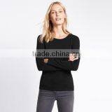 2017 New 100% Cotton Slim Fit Ladies Base T-shirt O Neck Blank Long Sleeve Women T-shirt thumbnail-1