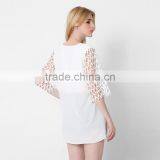 Black V Neck Models for Summer Three Quarter Sleeve Womens Plus Size Blouse thumbnail-6