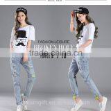 2016 New Fashion Brand Blue Jeans Women Slim Jeans Female Comfortable Stretch Pencil Pants Hole Beggar Women thumbnail-3