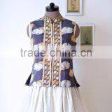Vintage Kantha Vest in Yellow & Purple Floral Print ~ Small thumbnail-2