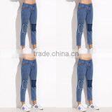Pictures of Jeans Patchwork Blue Pants Women Casual Pants thumbnail-2
