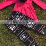 3 Pieces Scarf Hot Pink Top Kids OUTFITSblack Black Tribal Aztec Pant New Design Hot Sell Boutique Clothes Kids Sets thumbnail-4