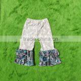 2017 Summer Children Girls Cotton Ruffle Beautiful Kids Girls Comfortable Floral Ruffle Capris thumbnail-1