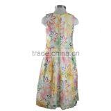 Long Sleeveless Cotton Net Frock Design Girl Dress With Flower for Kids thumbnail-2