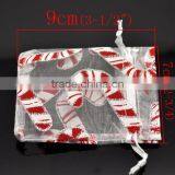 White Christmas Candy Cane Pattern W/Draw String Organza Wedding Gift Bags &Pouches thumbnail-3