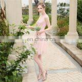 HS1616 Knee Length Evening Party Pink Flower Appliqued Bridal Dress Bridesmaid Gowns thumbnail-4
