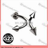 G23 Solid Titanium Curved Barbell Eyebrow Ring Piercing Body Jewelry With Spikes thumbnail-1