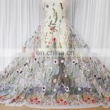 HOT SELL fashion flower colorful textile embroidery lace fabric,net embroidery lace fabric