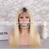 Ombre Blonde Color Virgin Brazilian Hair Straight Human Hair Lace Wig Blonde Lace Front Wig