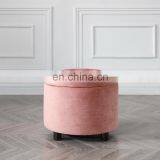 Storage Ottoman Chair Storage Stool Linen Round Pouffe Chair Pouffe Ottoman Footstool thumbnail-5