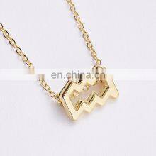 Female Elegant 12 Constellation, Zodiac Sign Necklace Pendants Charm Gold Chain Choker Astrology Necklaces/