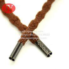 Custom 10mm Round Cotton Drawstring With Metal Aglet Tips Electroplating Lace Cord Ends