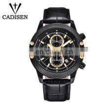 CADISEN C9062 Men Sport Casual Analog Quartz Leather Steel Mesh Strap Week Day High Quality Luxury Watch