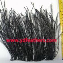 Ostrich Feather Fringe/Trim Sewn On Cord Dyed Black From China