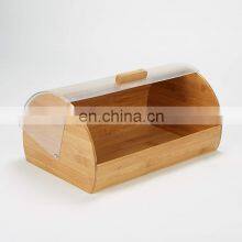 Bamboo Bread Box Acrylic Cover Kitchen Household Goods Organizer Storage Box Pantry Organizer Kitchen & Tabletop thumbnail-5