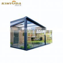 JYD Retractable Roof Glass Sunroom Bioclimatic Aluminum Louvre Shade With Glass Wall System thumbnail-1