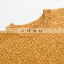 High-End Women's Winter Casual 100% Cashmere Sweater Long Sleeve Solid Pattern Crew Neck Knitted Weave With Front Logo thumbnail-3