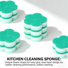 Flower Design Kitchen Cleaning Sponge Scrubber Household Cleaning Tools Sponge thumbnail-2