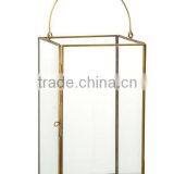 Brass Square Candle Lantern With Glass Walls BG thumbnail-1