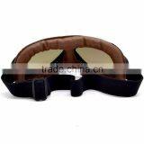 BJ-GT-008 Fold Design Brown Leather Colorful Lens Motorcycle Goggles Roll Off thumbnail-5