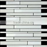 12"x12" White Blend Gloss Linear Glass Mosaic thumbnail-1