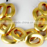AAA Beautiful Natural 24k Gold Plated Copper Rondelle Big Oval Shape Beads Findings Beads 7 inch 26x36mm Matte Finish Beads