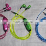 High quality el lighted earphones glowing funny flat cable 3.5mm earphone jack with carring case