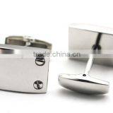 Stainless Steel Silver Rectangle Personalized Cool Cufflinks for Men thumbnail-6