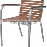 teak wood deck chair in stainless steel frame