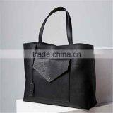 Outside Pocket Black Color Woman Vegan Leather Soft Shoulder Handbag Quality Choice