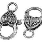 Alloy Lobster Clasps, Heart, Antique Silver(LF9Y-NF)