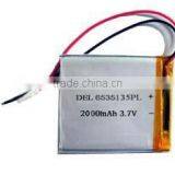 High Capacity 3.7v 6535135 2000mah Lipo Battery