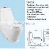ceramic wc toilet bowl bathroom washdown s trap one piece toiletwith bidet white toielt chinaY8008