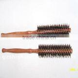 boar bristle round hair brush wood handle