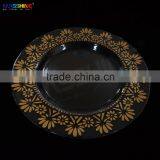 Manufacturer Flower Design Gold Charger Plate Glass Dish