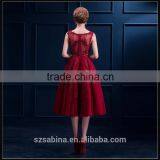 Top Quality Last Designs Round-neck Sleeveless Knee-length Lace Wedding Dress thumbnail-3