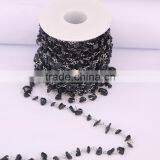 Rosary Chain Black Agate Chips Bead Free Form Chains Silver Plated Chain thumbnail-2