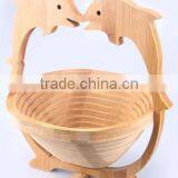 Woven Food Bread Storage Bamboo Wood Folding Fruit Picking Basket thumbnail-5