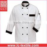 Wholesale Mandarin Collar Design White Chef Uniform Equipped With 10 Interchangeable Buttons(LCTU0019) thumbnail-3