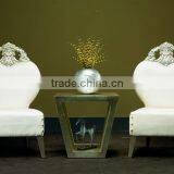 Modern Design Wooden Heart Shape Chair Covered by White Leather thumbnail-1