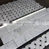 Basketwave Carrara White Marble Mosaic Tile thumbnail-6