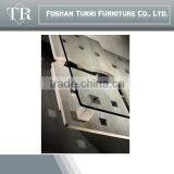 Modern Luxury Travertine Base Glass Top Coffee Table thumbnail-3