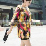 Multicolour Fashion Fox Fur 2014 Wool Overcoat Medium-long Fur Coat thumbnail-3